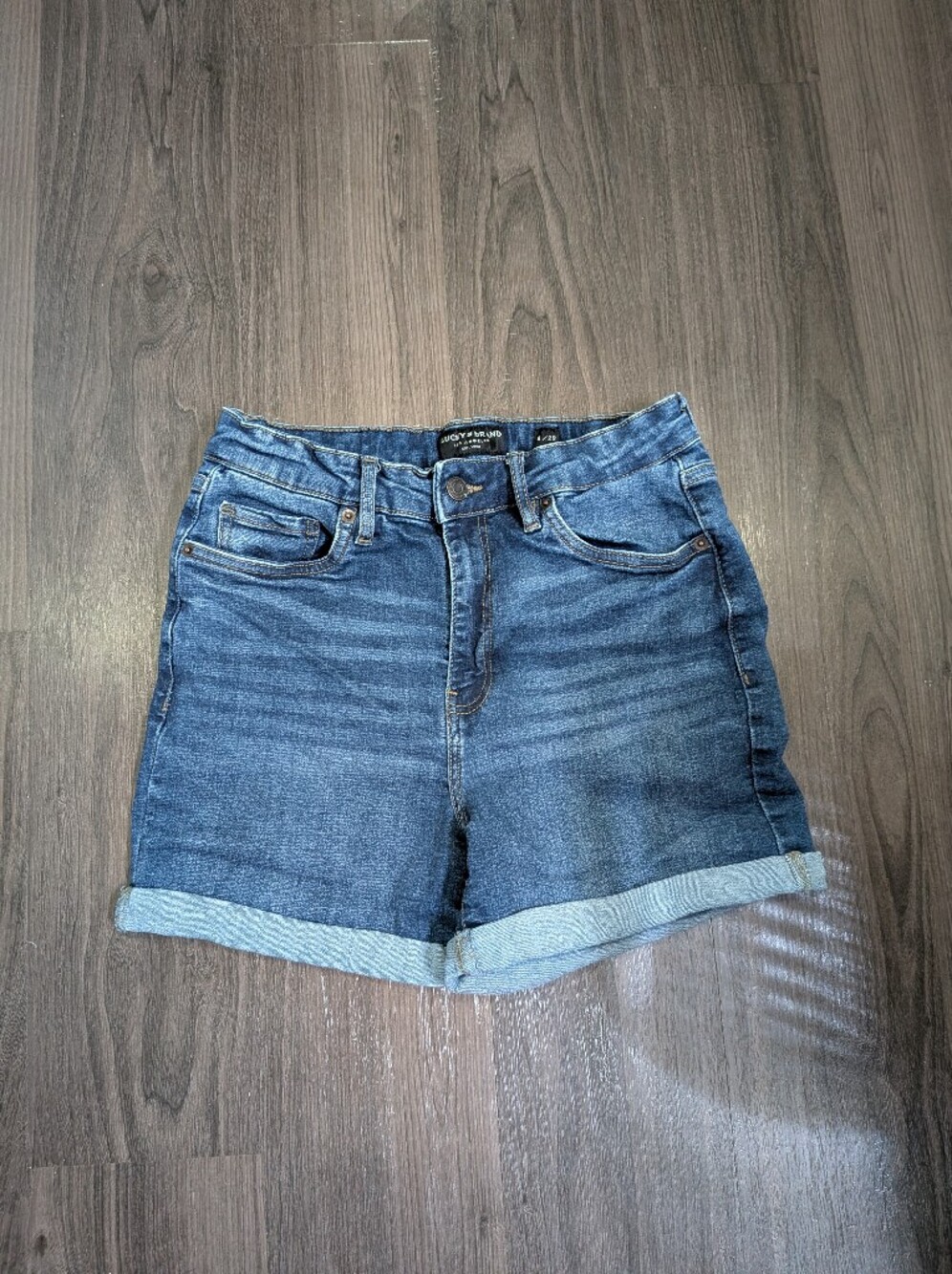 Lucky Brand Dark Blue Rolled Hem Denim Shorts
